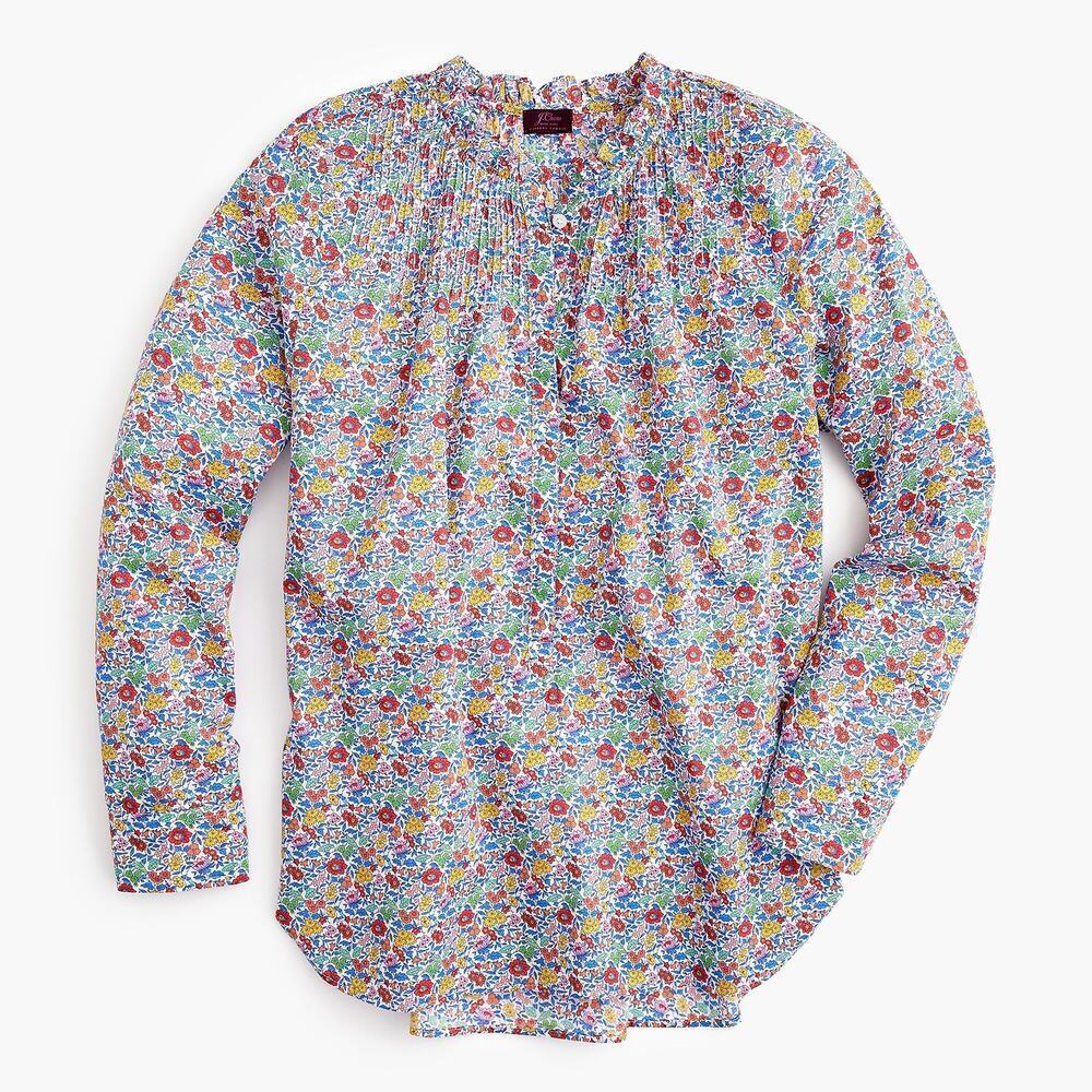 J. Crew Liberty Favourite Flowers Ruffle Classic Popover Shirt Blue Multi Size 2
